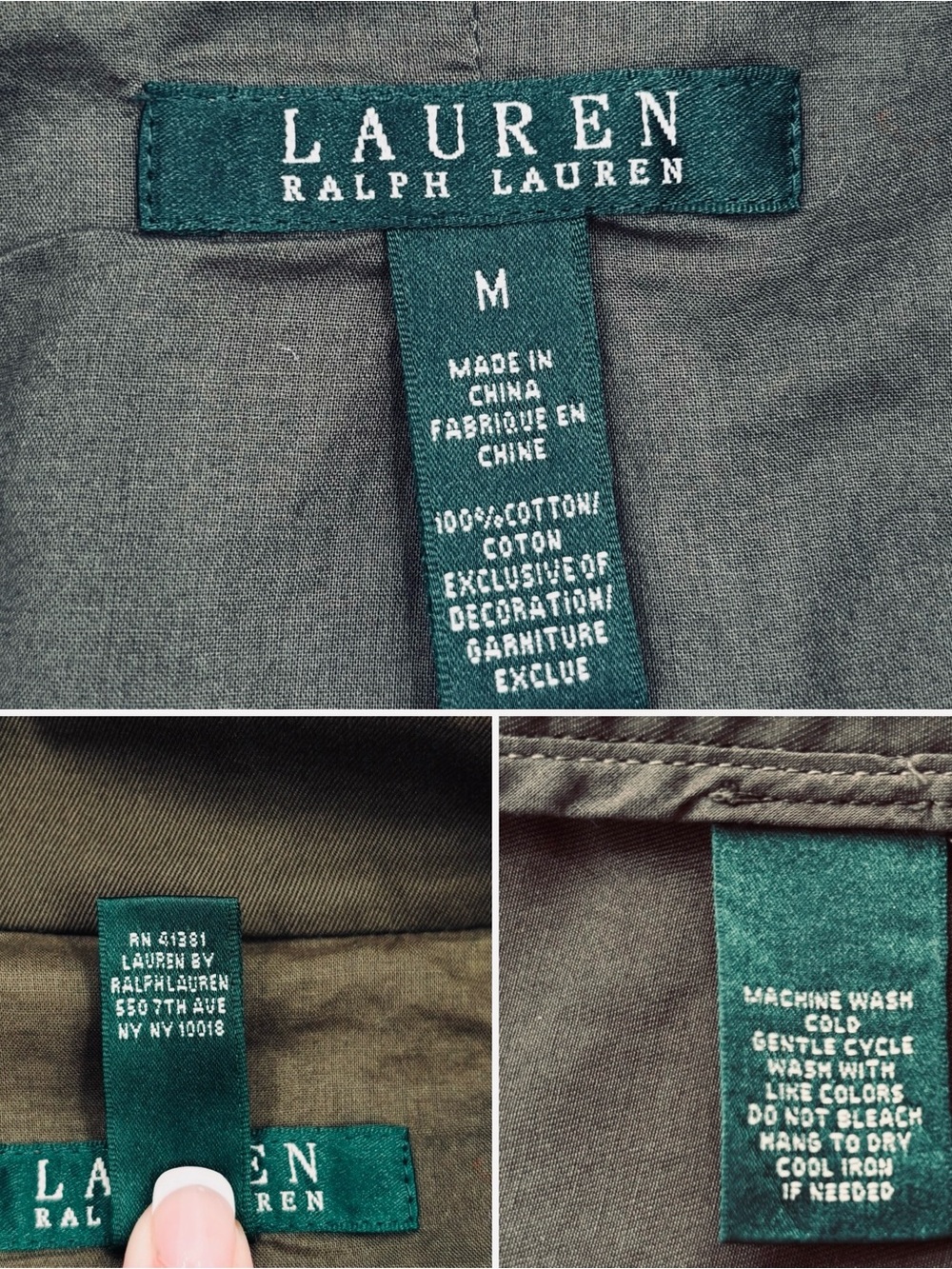 Lauren Ralph Lauren Olive Green 100% Cotton Blazer Jacket Sz.M - Picture 5 of 8
